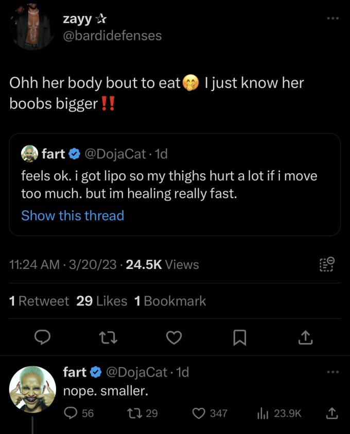 doja cat surgery weight loss,doja cat plastic surgery reddit,doja cat plastic surgery lorry hill,what is a doja cat,how much does doja cat make a day,how do i contact doja cat,how much money does doja cat have,doja cat height and weight,how much does doja cat make a year