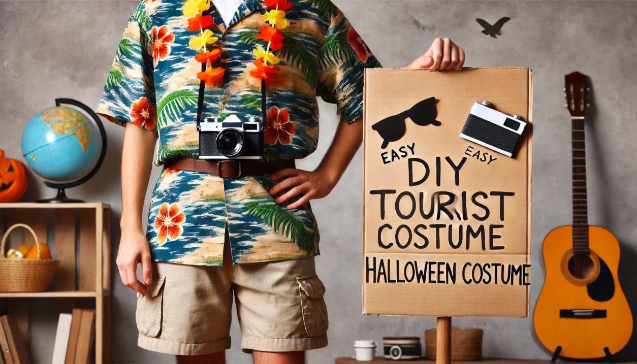 A-DIY-tourist-Halloween-costume-featuring-a-person-wearing-a-Hawaiian-shirt-sunglasses-shorts-and-a-camera-around-their-neck